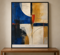 Cobalt and ochre geometric abstraction