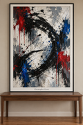 Framed Crimson Arc Abstraction