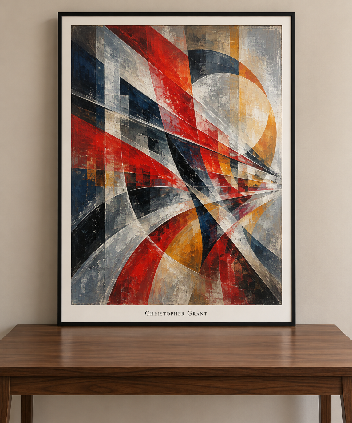 Futurist Rhythm in Silver and Scarlet