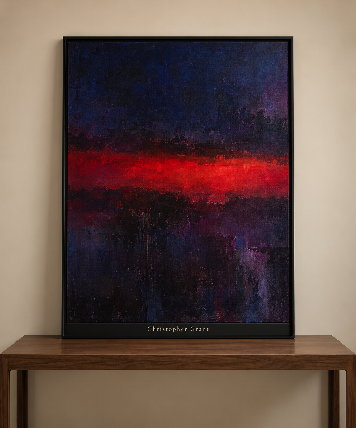 Nocturnal Color-Field with Glowing Red