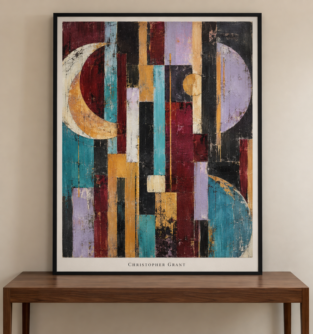 Orchestral Abstraction in Burgundy and Turquoise