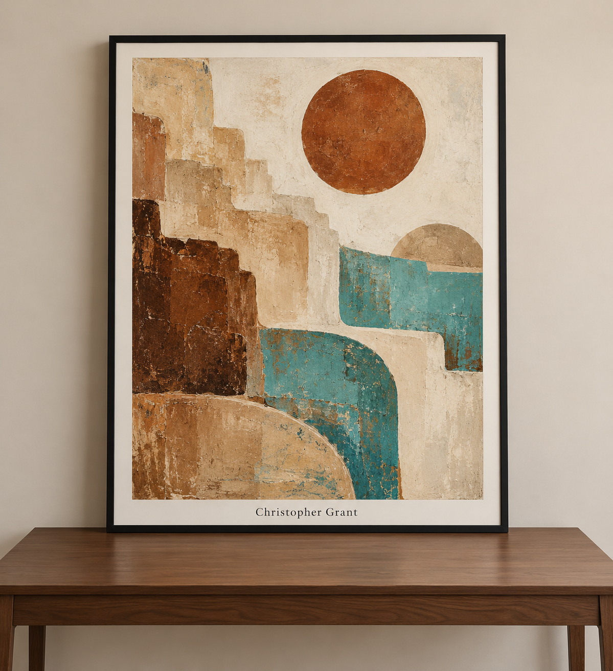 Terraced suns in desert tones
