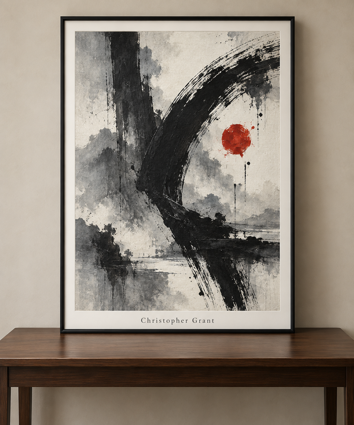 Vermilion Mist Abstraction